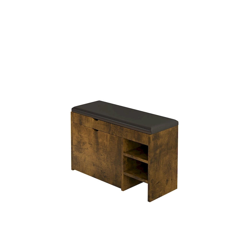 Tabouret à chaussures noir et marron avec coussin moelleux