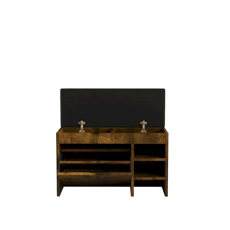 Tabouret à chaussures noir et marron avec coussin moelleux