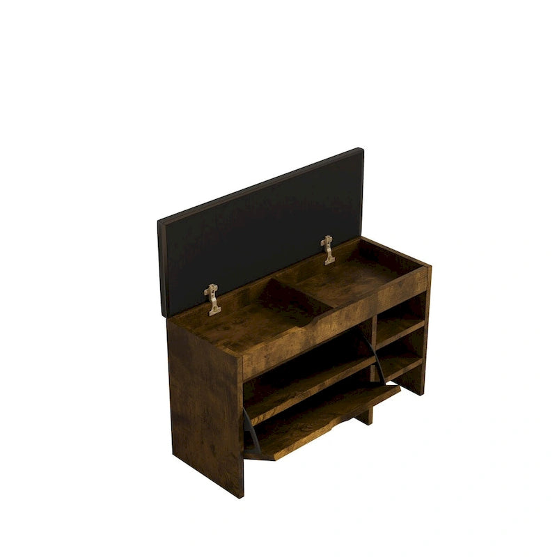 Tabouret à chaussures noir et marron avec coussin moelleux