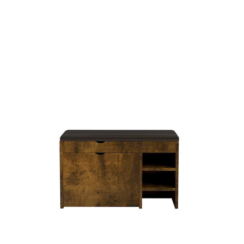 Tabouret à chaussures noir et marron avec coussin moelleux