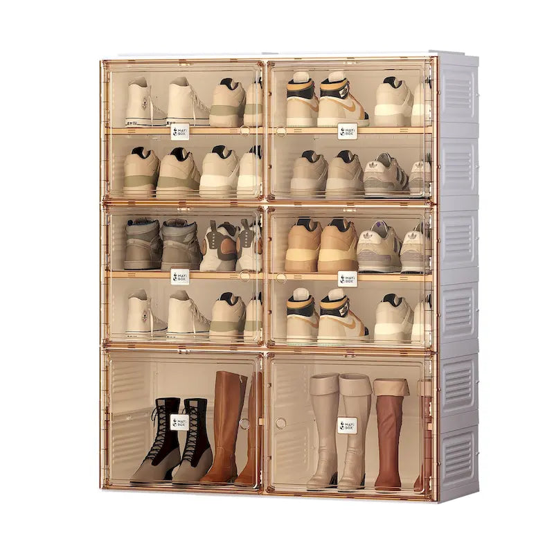 Meuble à chaussures portable empilable avec portes et étagères