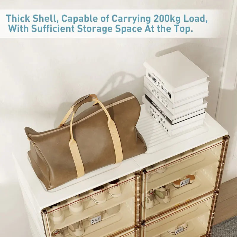 Meuble à chaussures portable empilable avec portes et étagères