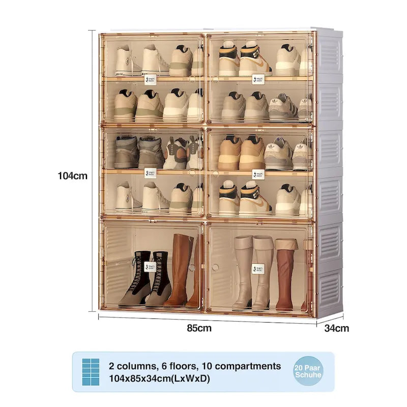 Meuble à chaussures portable empilable avec portes et étagères