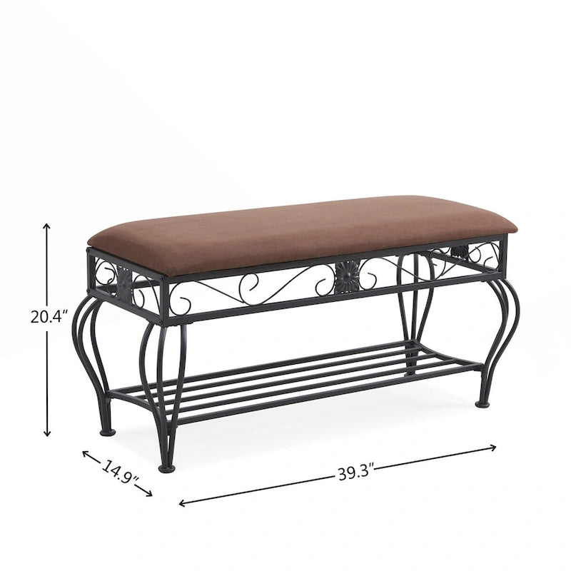 Banc porte-chaussures pour entrée style industriel multifonction 100 cm L x 38 cm l x 52 cm H