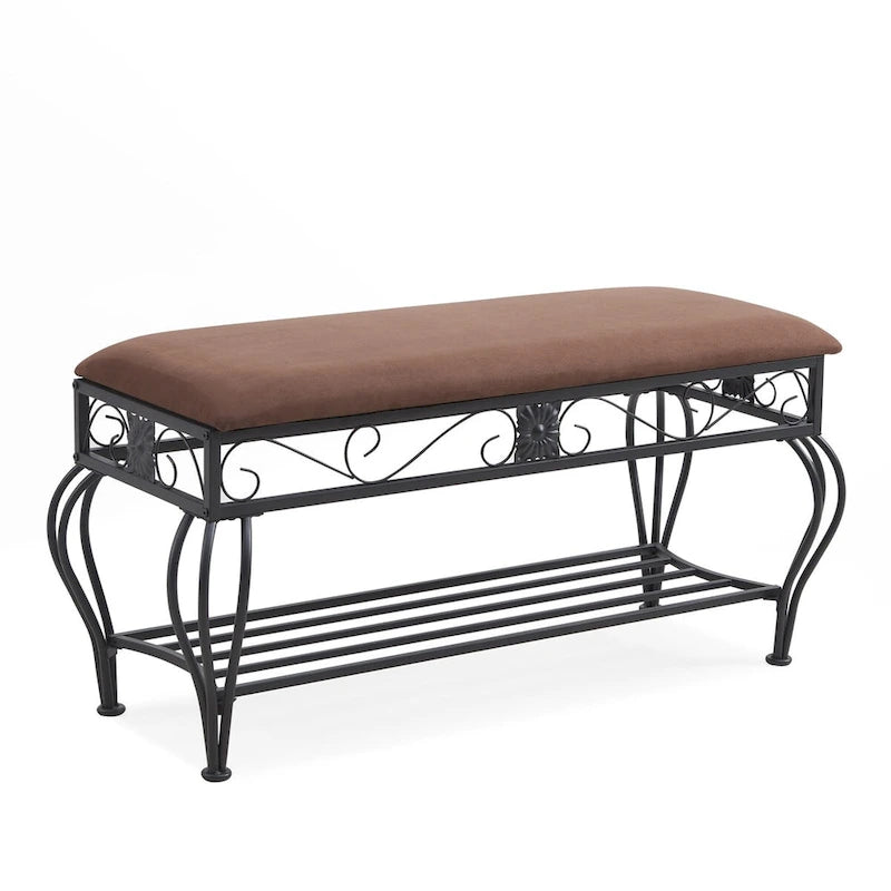 Banc porte-chaussures pour entrée style industriel multifonction 100 cm L x 38 cm l x 52 cm H