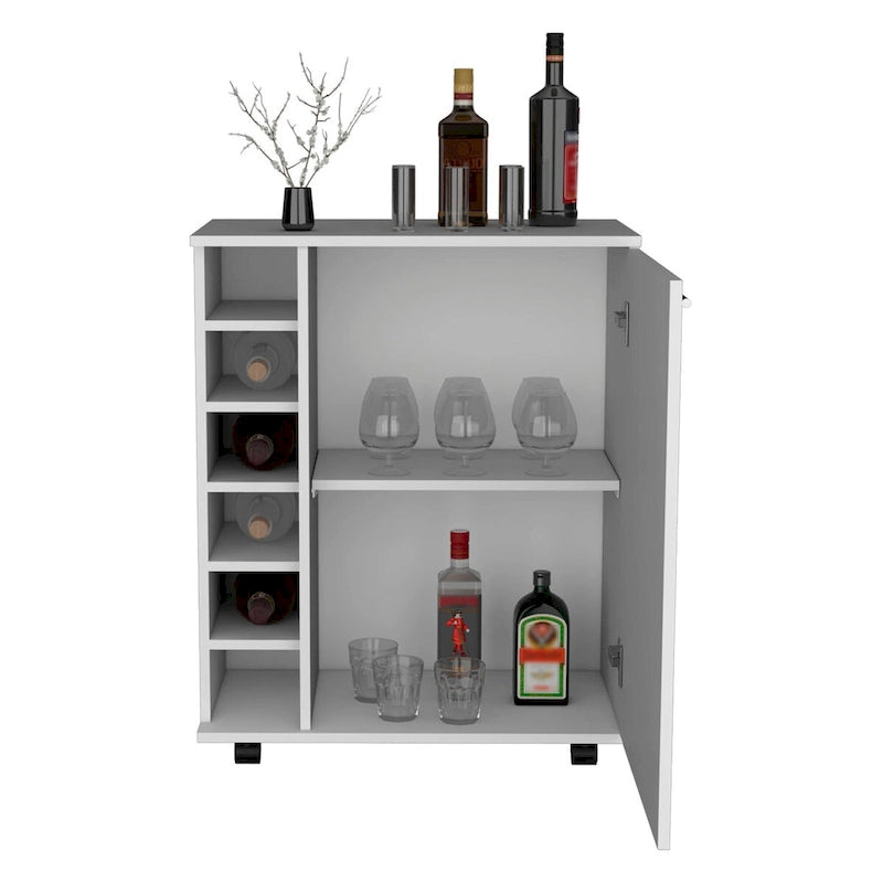 Desserte de bar avec casier à vin intégré et grand placard