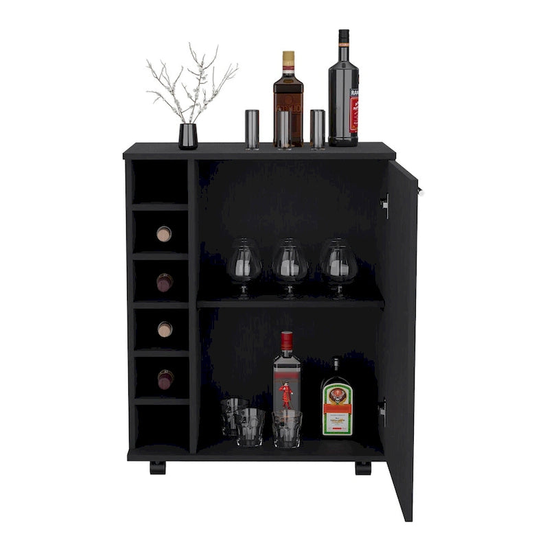 Desserte de bar avec casier à vin intégré et grand placard