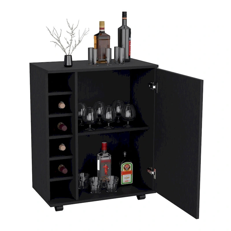Desserte de bar avec casier à vin intégré et grand placard