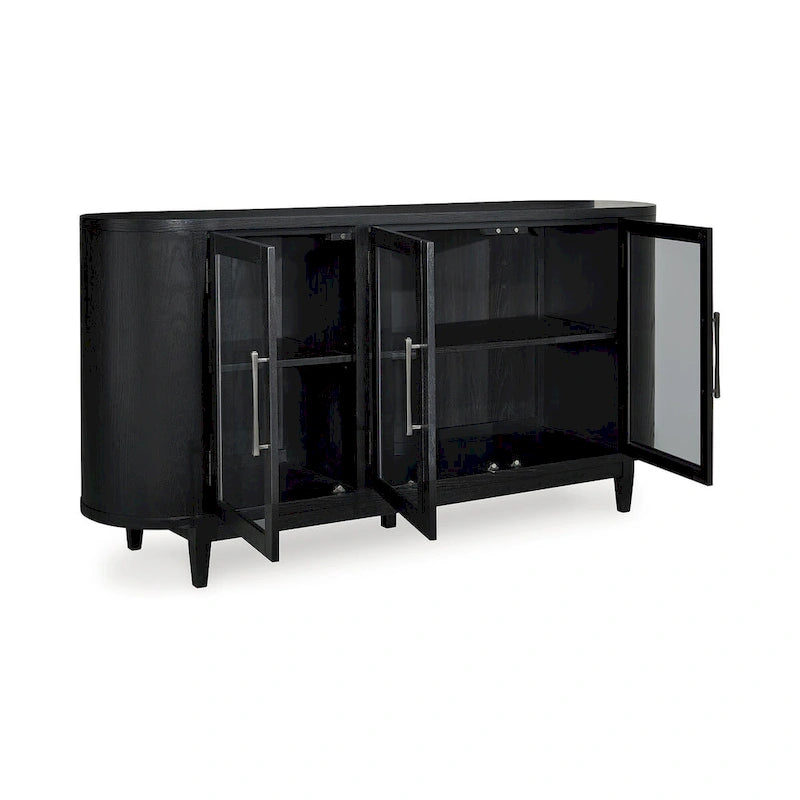 Buffet de salle à manger noir/gris 74,13 po L x 17,13 po P x 35,13 po H