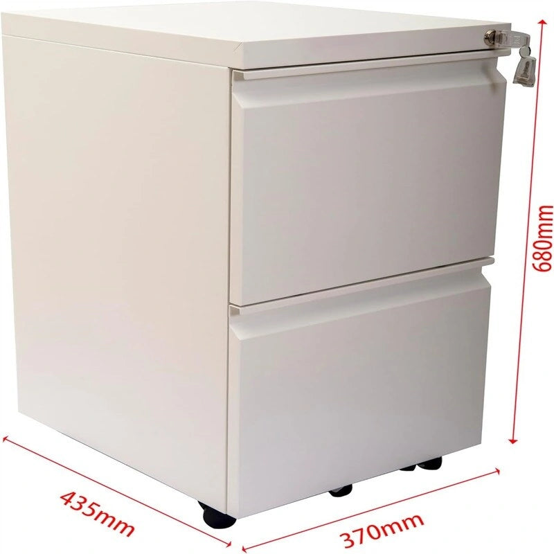 Caisson mobile à 2 tiroirs avec serrure, 17 po P x 24 po L x 15 po H