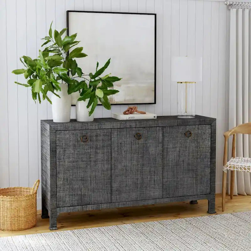 Buffet 3 portes en raphia 60 pouces