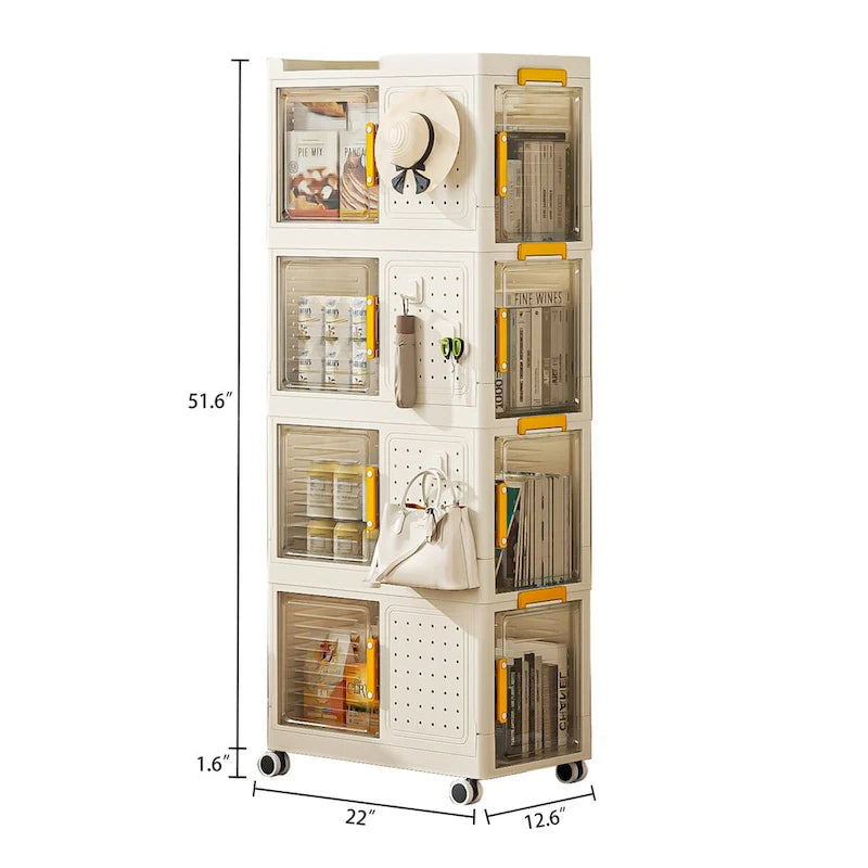 Bibliothèque de rangement à roulettes à 4 niveaux