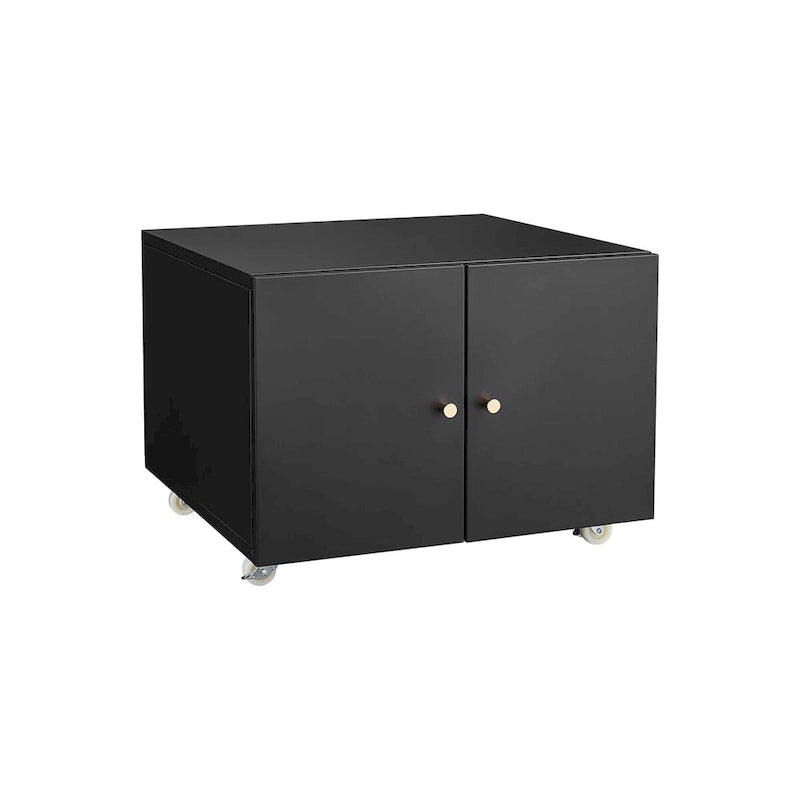 Meuble d'appoint mobile noir 2 portes en acier pour photocopieuse