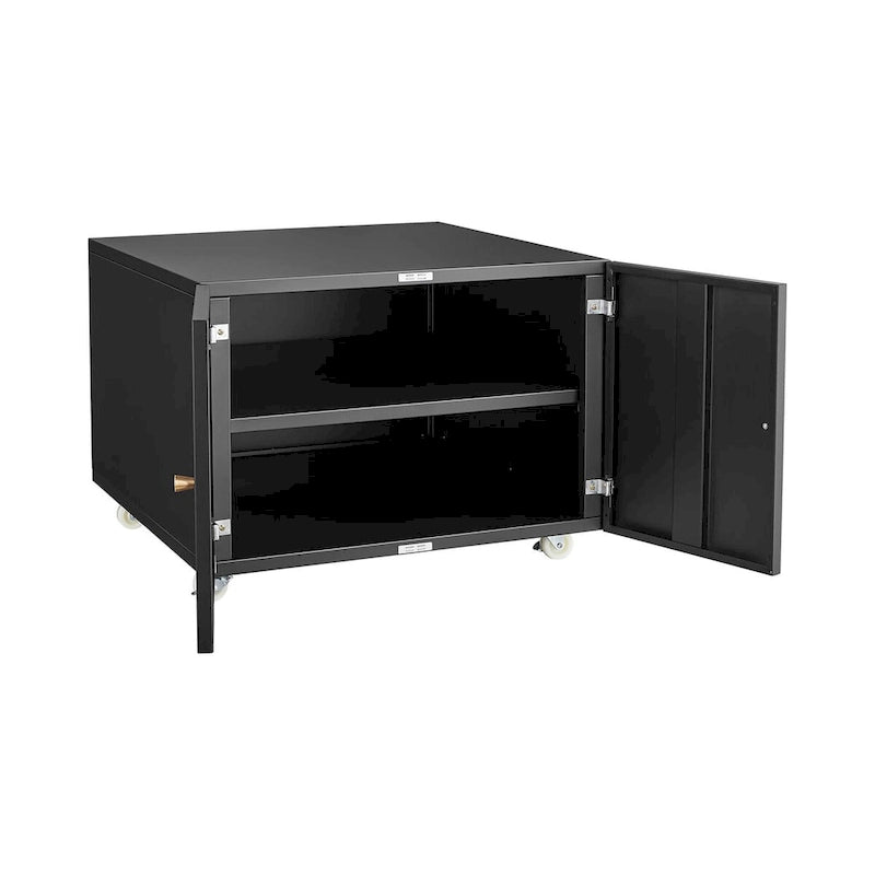 Meuble d'appoint mobile noir 2 portes en acier pour photocopieuse