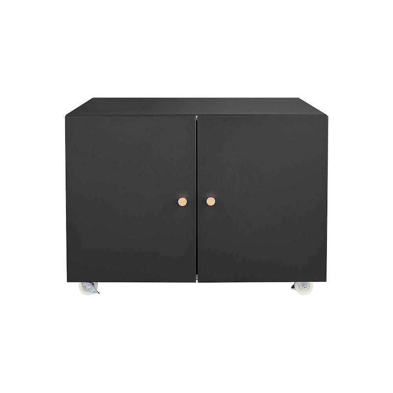 Meuble d'appoint mobile noir 2 portes en acier pour photocopieuse