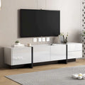 Meuble TV contemporain rectangulaire noir et blanc, 190 cm L x 35 cm P x 45 cm H