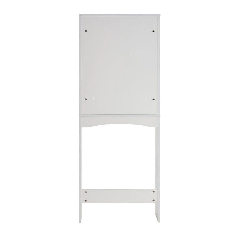 Meuble de rangement blanc à poser au-dessus des toilettes avec étagères