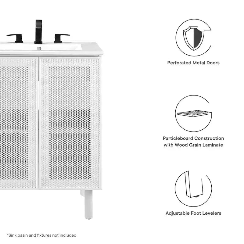 Meuble-lavabo de salle de bain en métal perforé (vasque non incluse)