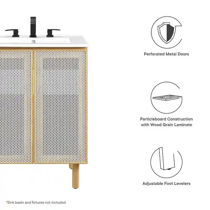 Meuble-lavabo de salle de bain en métal perforé (vasque non incluse)