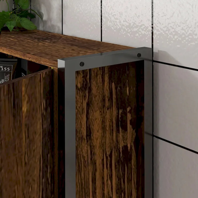 Meuble de rangement industriel pour dessus de toilette avec double porte et étagère réglable