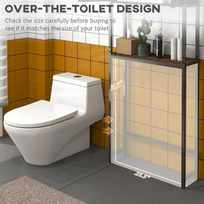 Meuble de rangement industriel pour dessus de toilette avec double porte et étagère réglable