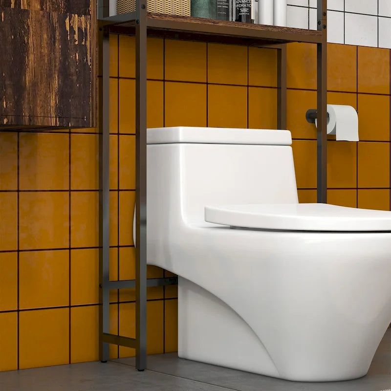 Meuble de rangement industriel pour dessus de toilette avec double porte et étagère réglable