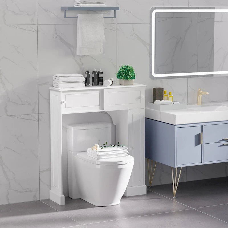 Meuble de salle de bain au-dessus des toilettes avec étagères réglables
