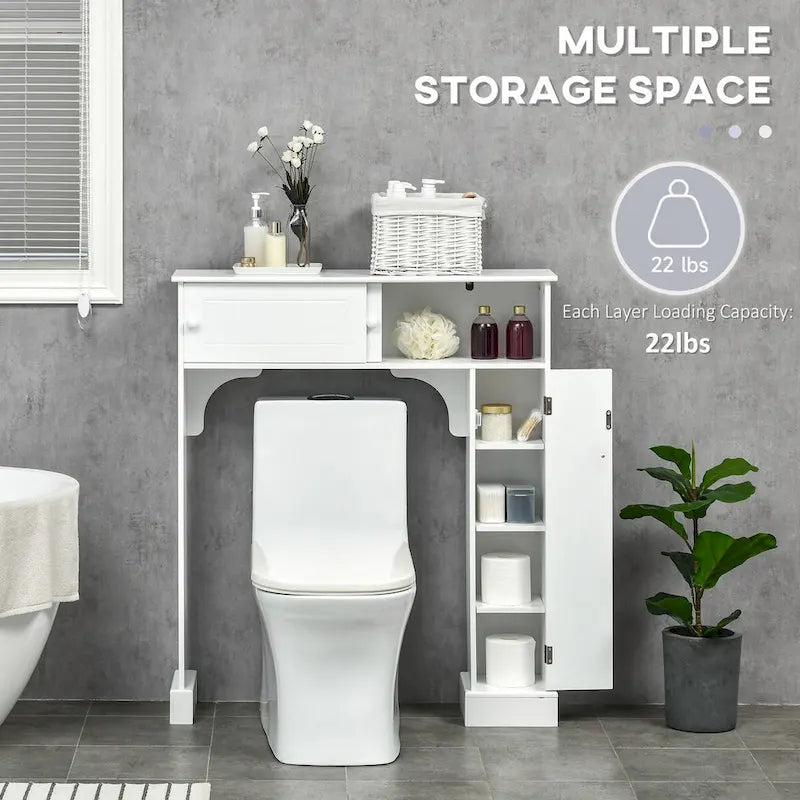 Meuble de salle de bain au-dessus des toilettes avec étagères réglables