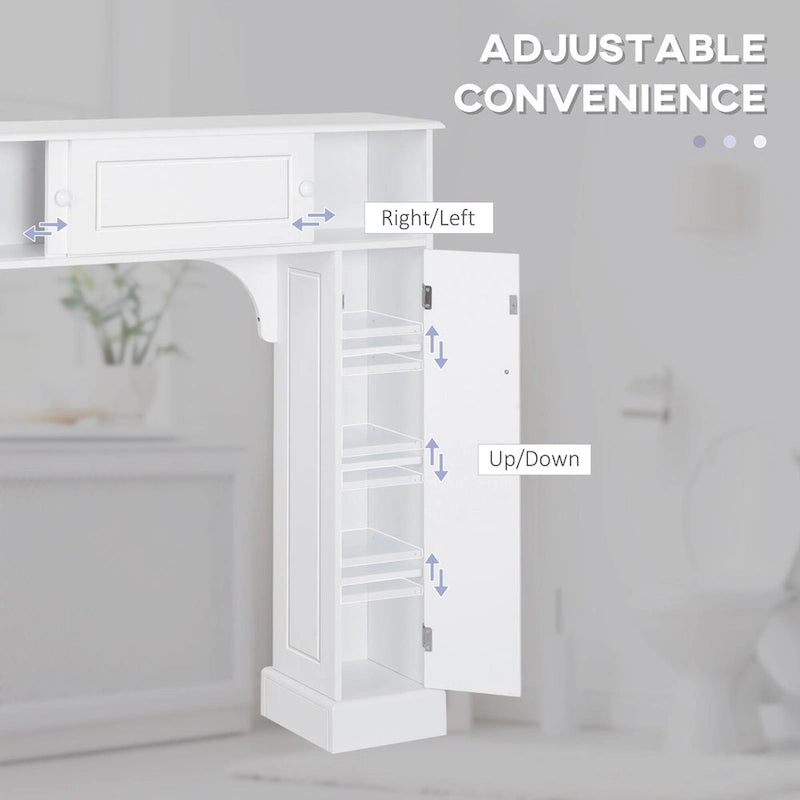 Meuble de salle de bain au-dessus des toilettes avec étagères réglables