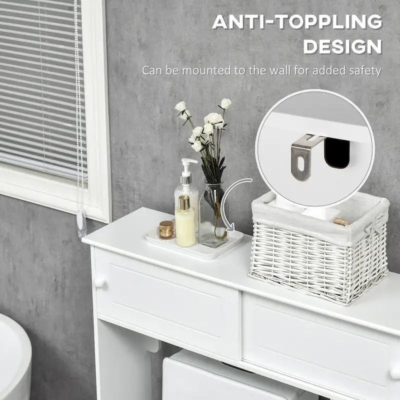 Meuble de salle de bain au-dessus des toilettes avec étagères réglables
