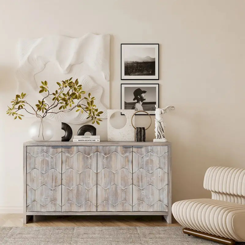 Buffet 4 portes en bois style maison de campagne