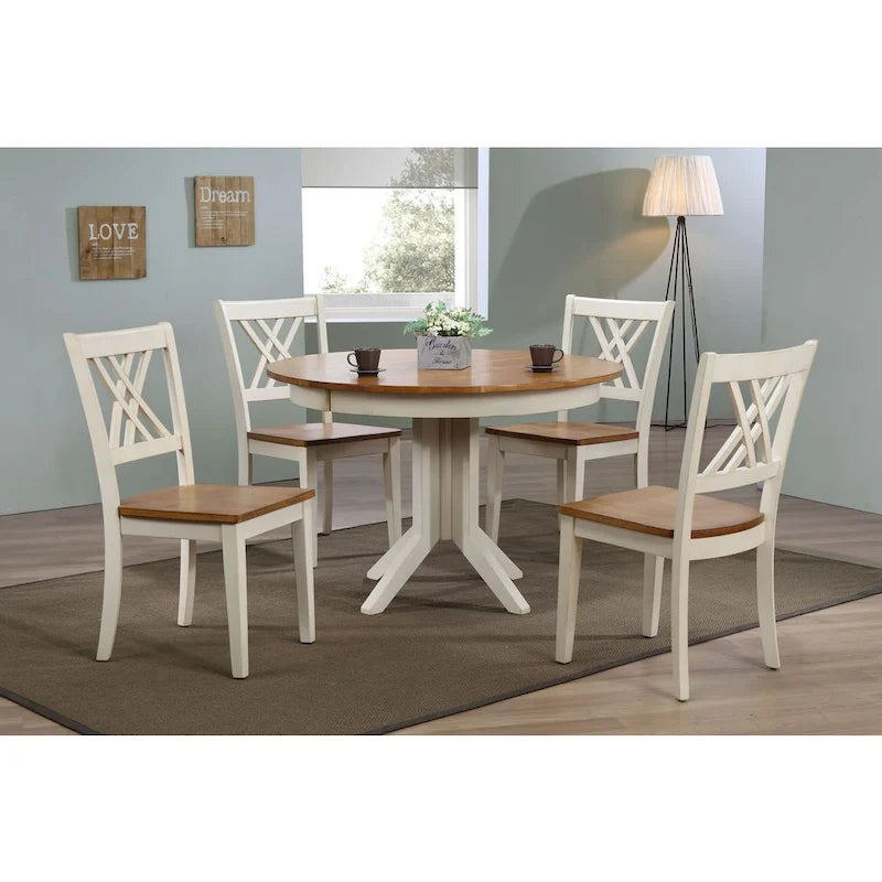Ensemble de salle à manger 5 pièces X-Back double contemporain, finition caramel vieilli/biscotti