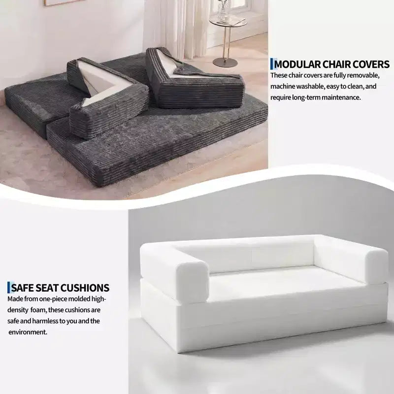 Canapé-lit convertible 5-en-1 de 80,7 po – Velours côtelé, 1 200 lb, aucun assemblage requis