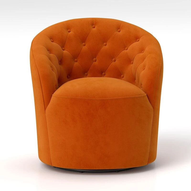 Fauteuil baril pivotant à 360 degrés SEYNAR moderne en velours avec dossier capitonné, lot de 2