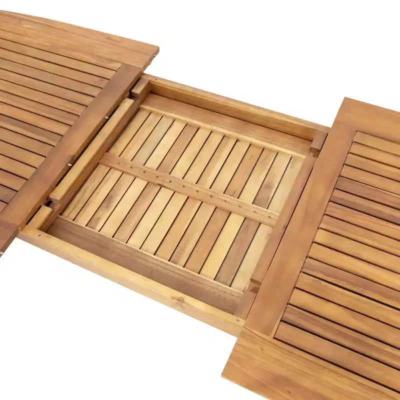 Ensemble de salle à manger d'extérieur 7 pièces extensible avec chaises empilables, table en bois d'acacia