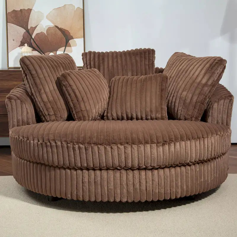Fauteuil Moderne Rond Avec 5 Coussins Et Pouf Optionnel