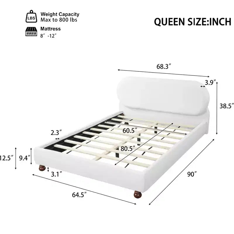 Lit rembourré en bouclette moderne en bois d'hévéa Matteo Christopher Knight Home
