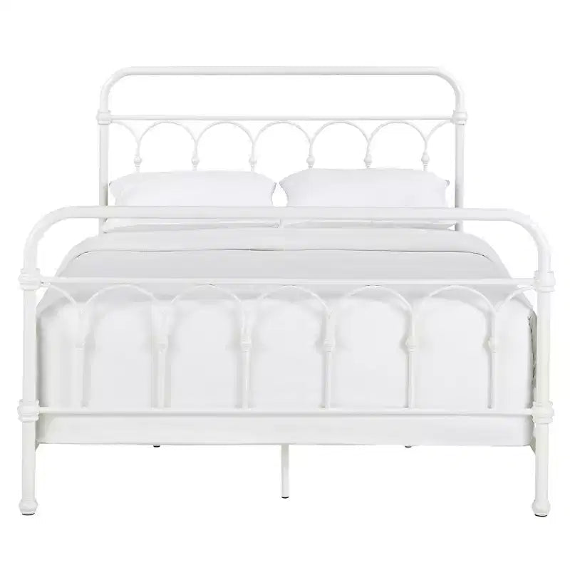 Lit Queen en métal noué Caledonia - Blanc antique - iNSPIRE Q