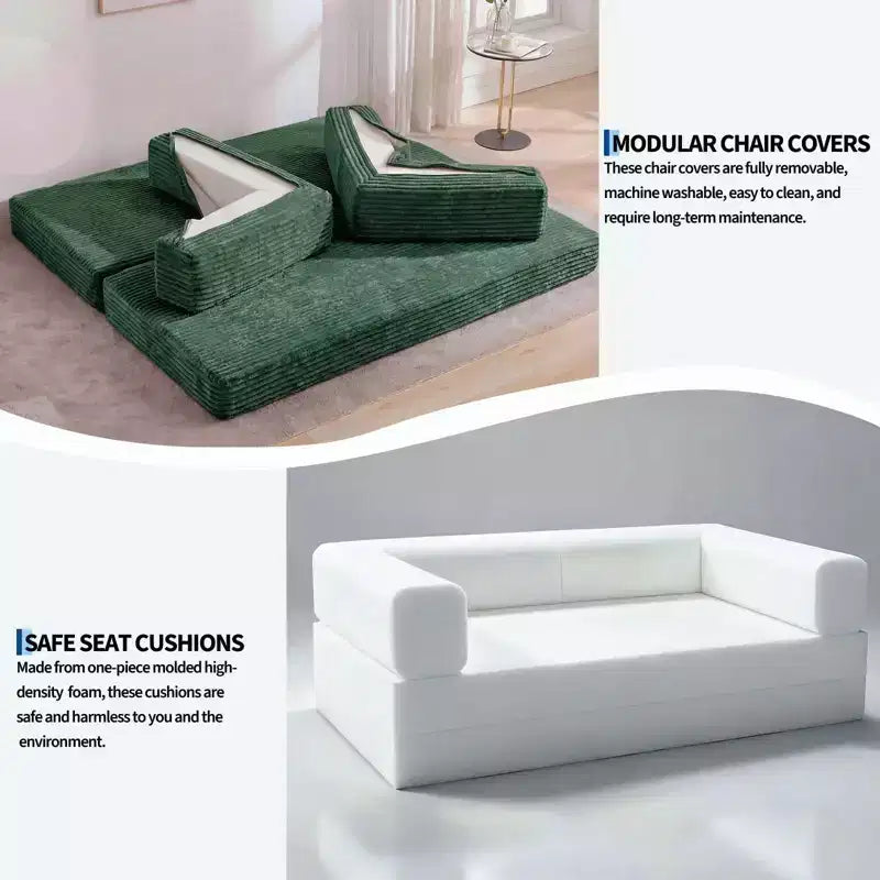 Canapé-lit convertible 5-en-1 de 80,7 po – Velours côtelé, 1 200 lb, aucun assemblage requis