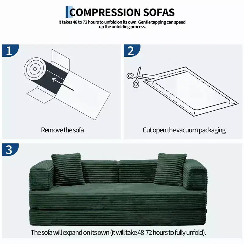Canapé-lit convertible 5-en-1 de 80,7 po – Velours côtelé, 1 200 lb, aucun assemblage requis