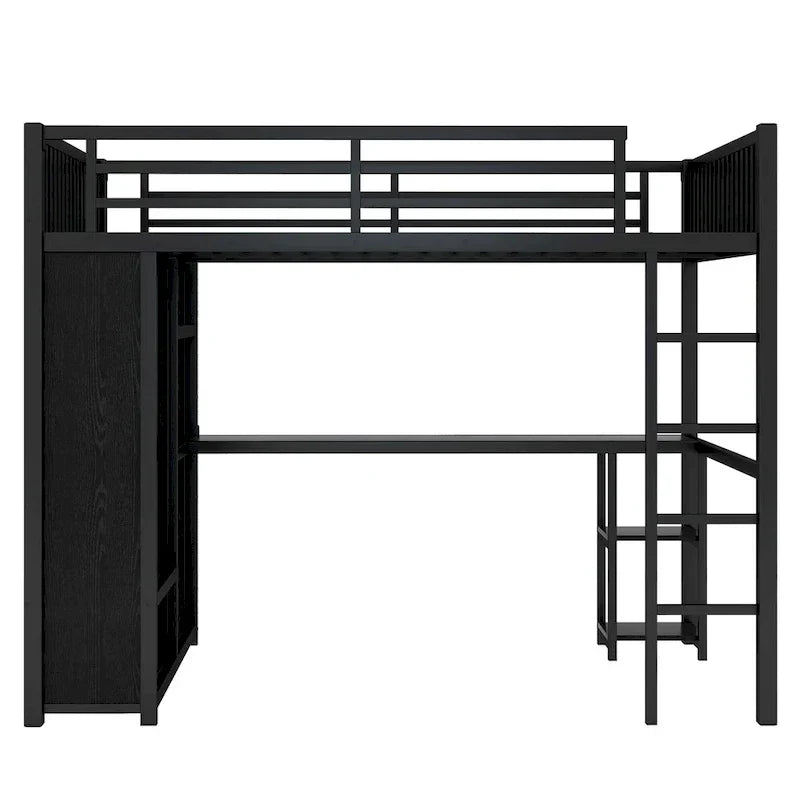 Lit mezzanine taille XL avec armoire intégrée