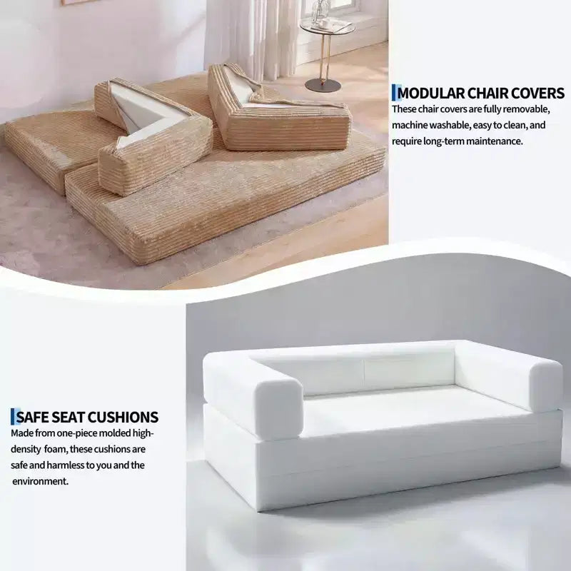 Canapé-lit convertible 5-en-1 de 80,7 po – Velours côtelé, 1 200 lb, aucun assemblage requis