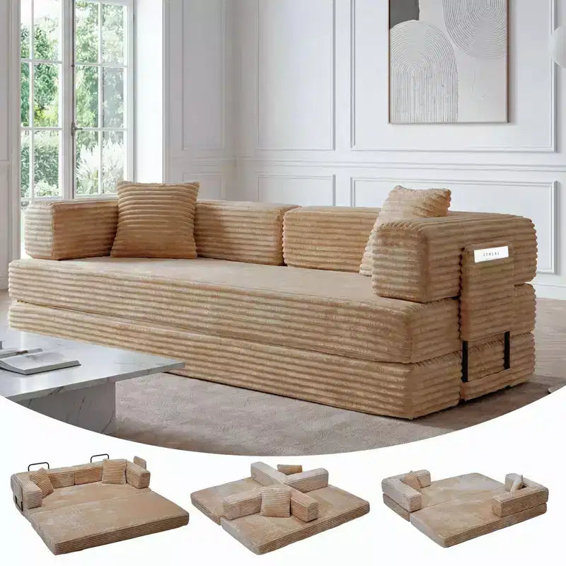 Canapé-lit convertible 5-en-1 de 80,7 po – Velours côtelé, 1 200 lb, aucun assemblage requis