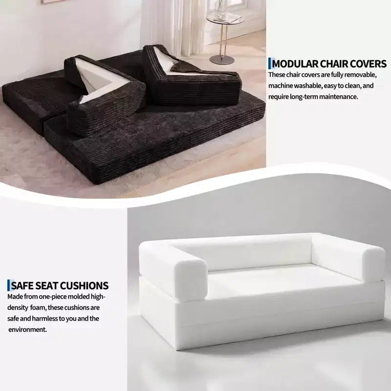 Canapé-lit convertible 5-en-1 de 80,7 po – Velours côtelé, 1 200 lb, aucun assemblage requis
