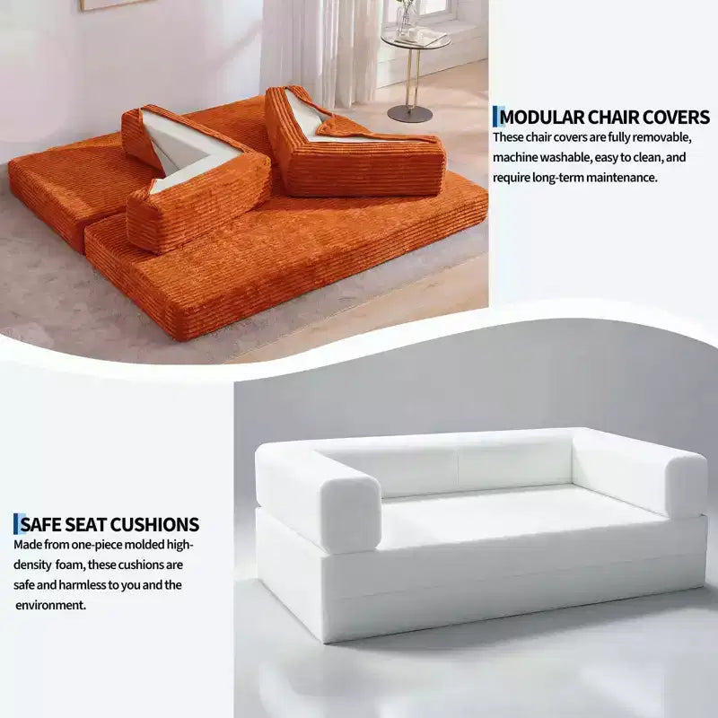 Canapé-lit convertible 5-en-1 de 80,7 po – Velours côtelé, 1 200 lb, aucun assemblage requis
