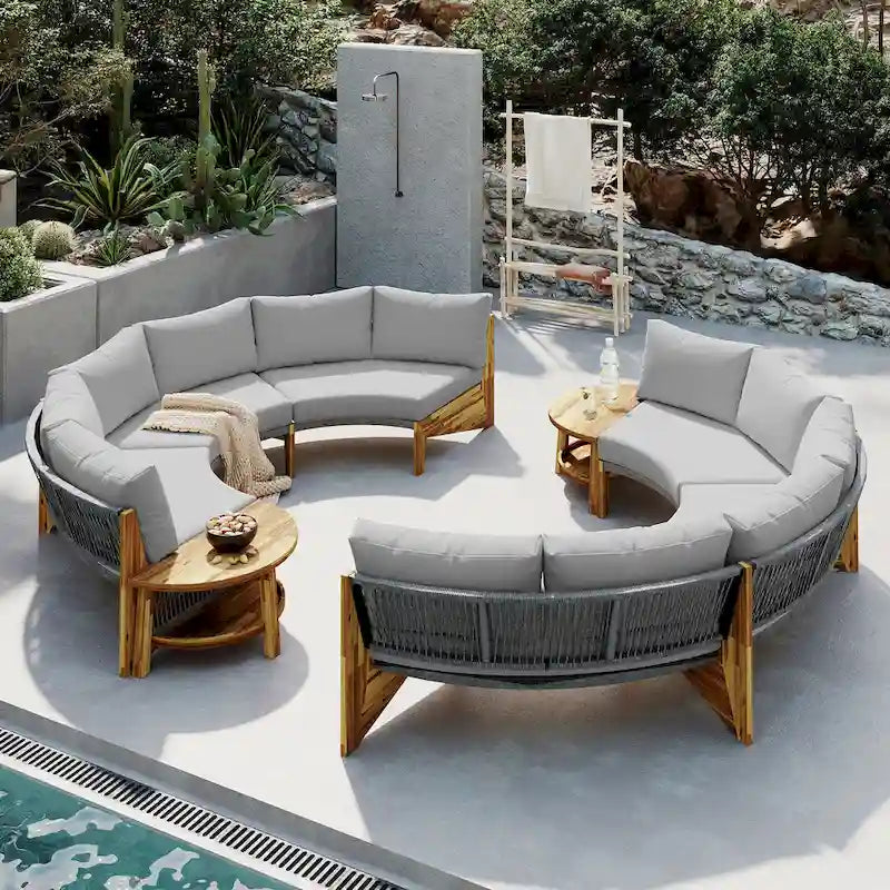 Ensemble de jardin 6 places avec coussins et 1 table basse