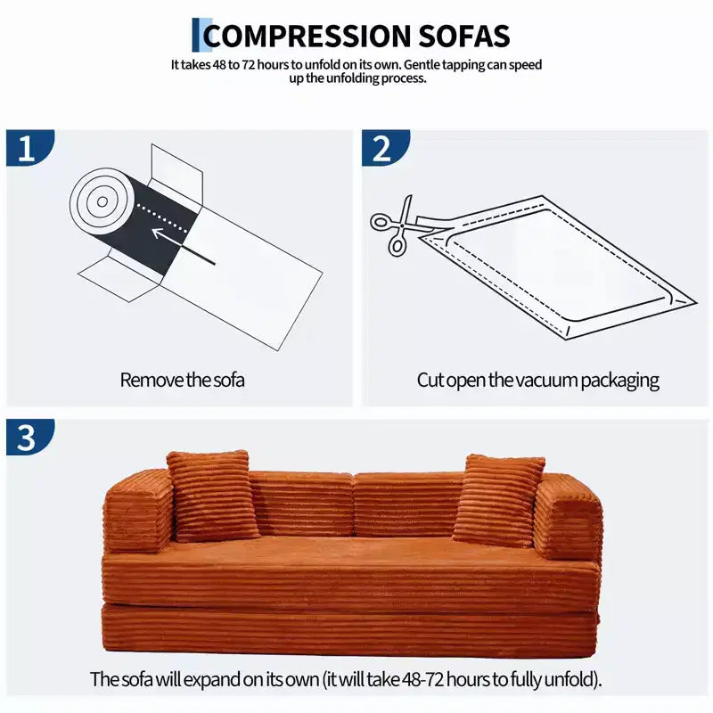 Canapé-lit convertible 5-en-1 de 80,7 po – Velours côtelé, 1 200 lb, aucun assemblage requis